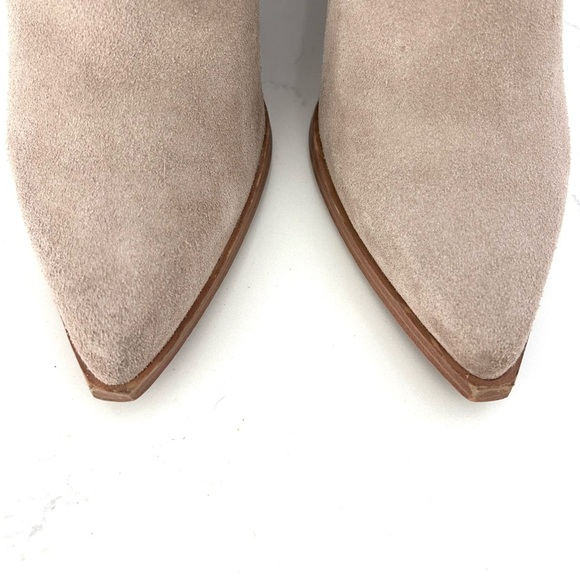 Marc Fisher Suede Heeled Ankle Boot Bootie Pointy Toe Pull On Light Tan Size 7.5 - Picture 5 of 11